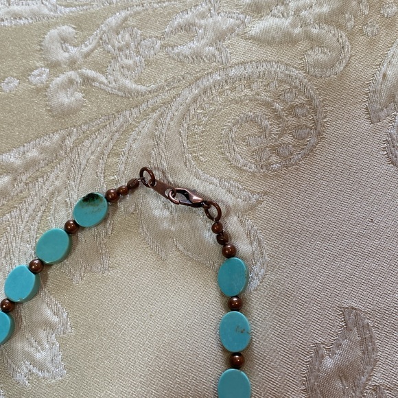 Pamela Reece Original Faux peace Turquoise/dark copper necklace & earring set - Picture 4 of 6